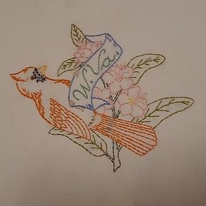 Vintage Hand Stitched West Virginia State Bird & Flower